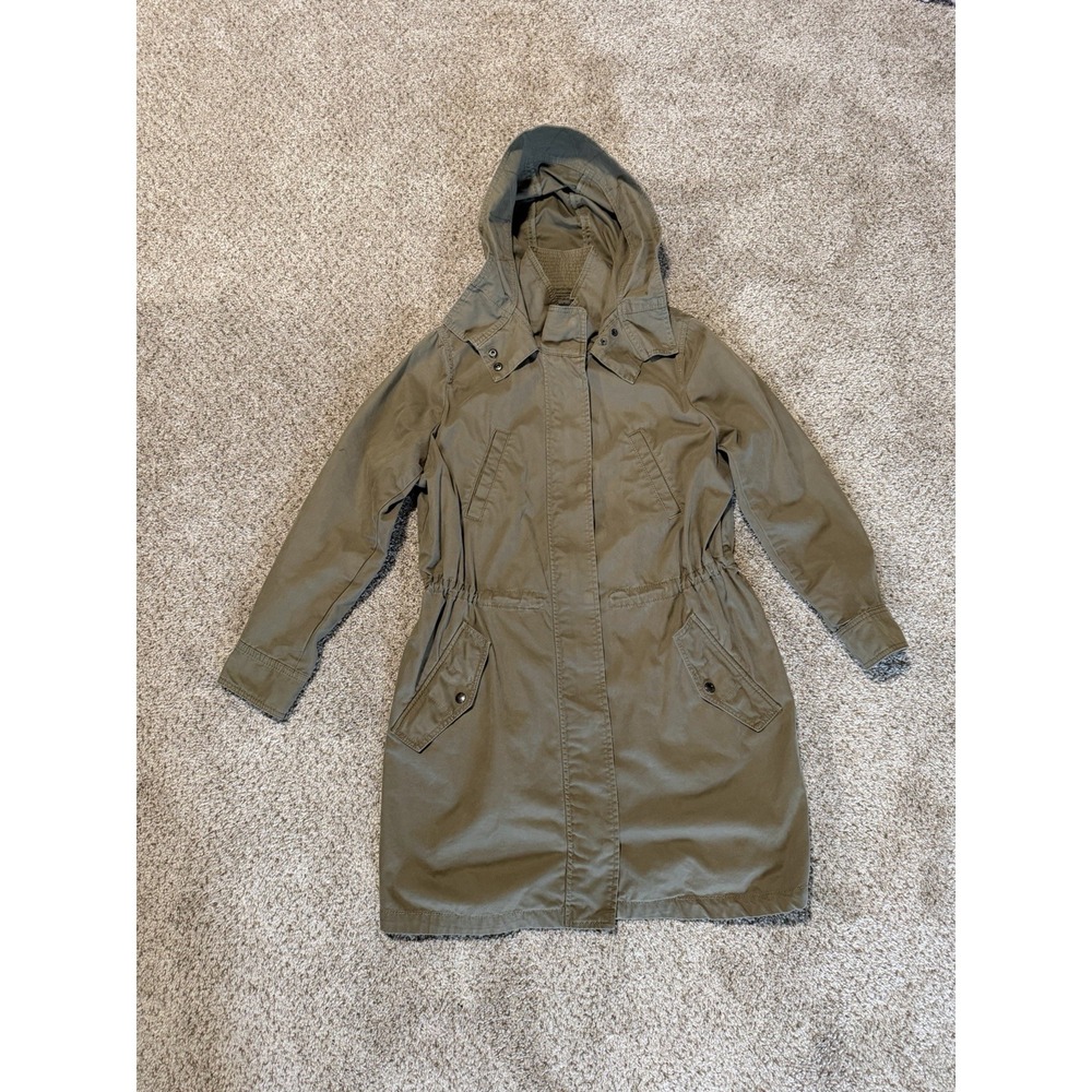 Banana Republic Utility Parka Coat Womens Small Olive Green Hooded Outdoor